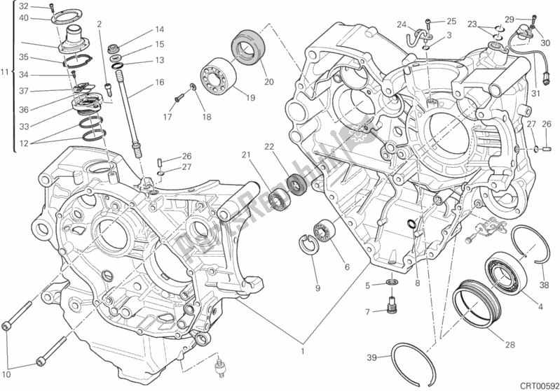 All parts for the Crankcase of the Ducati Multistrada 1200 S GT 2013